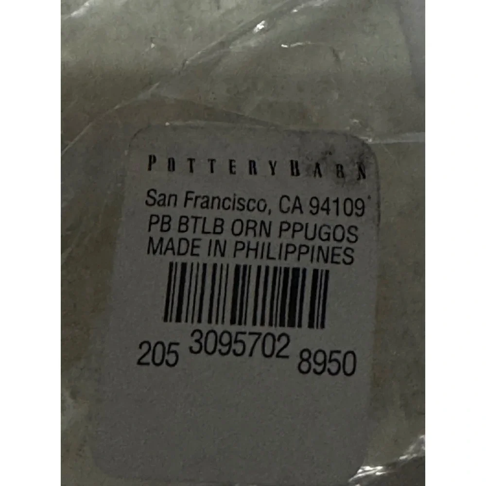 Pottery Barn Bottlebrush Party Pug Christmas Ornament Santa Hat Lights 3095702